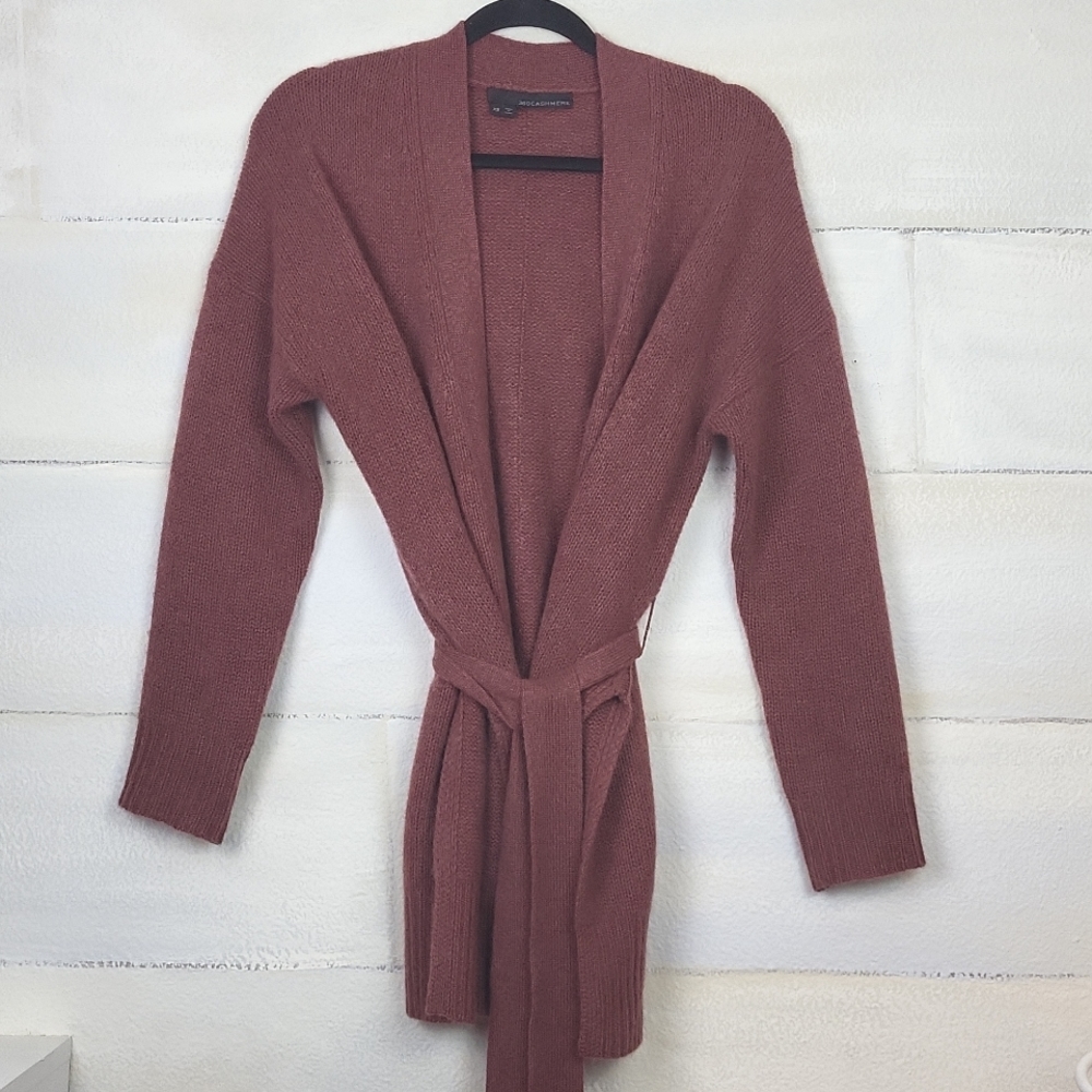 360 CASHMERE Adeline belted cardigan in rosewood. Size XS